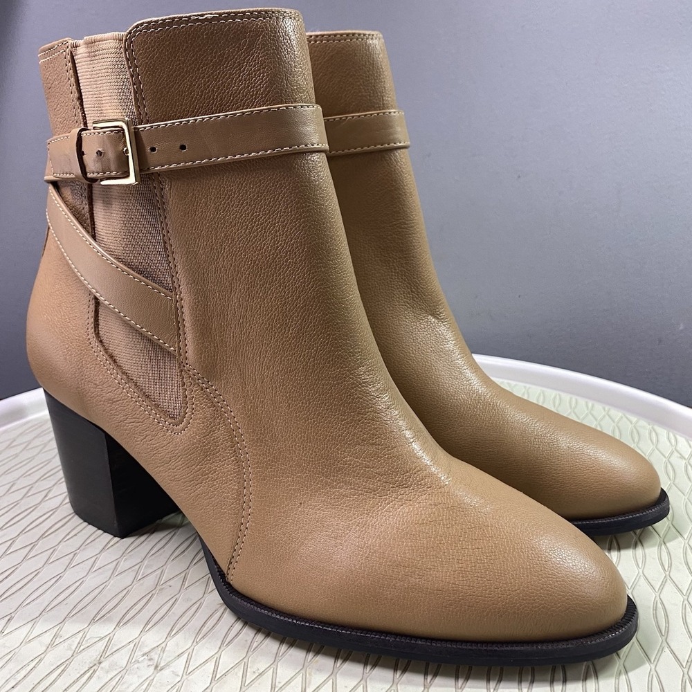 Jack Rogers Womens Leather Ankle Bootie Dress Boot Tan Buckle SZ. 8.5‎ M NWOB